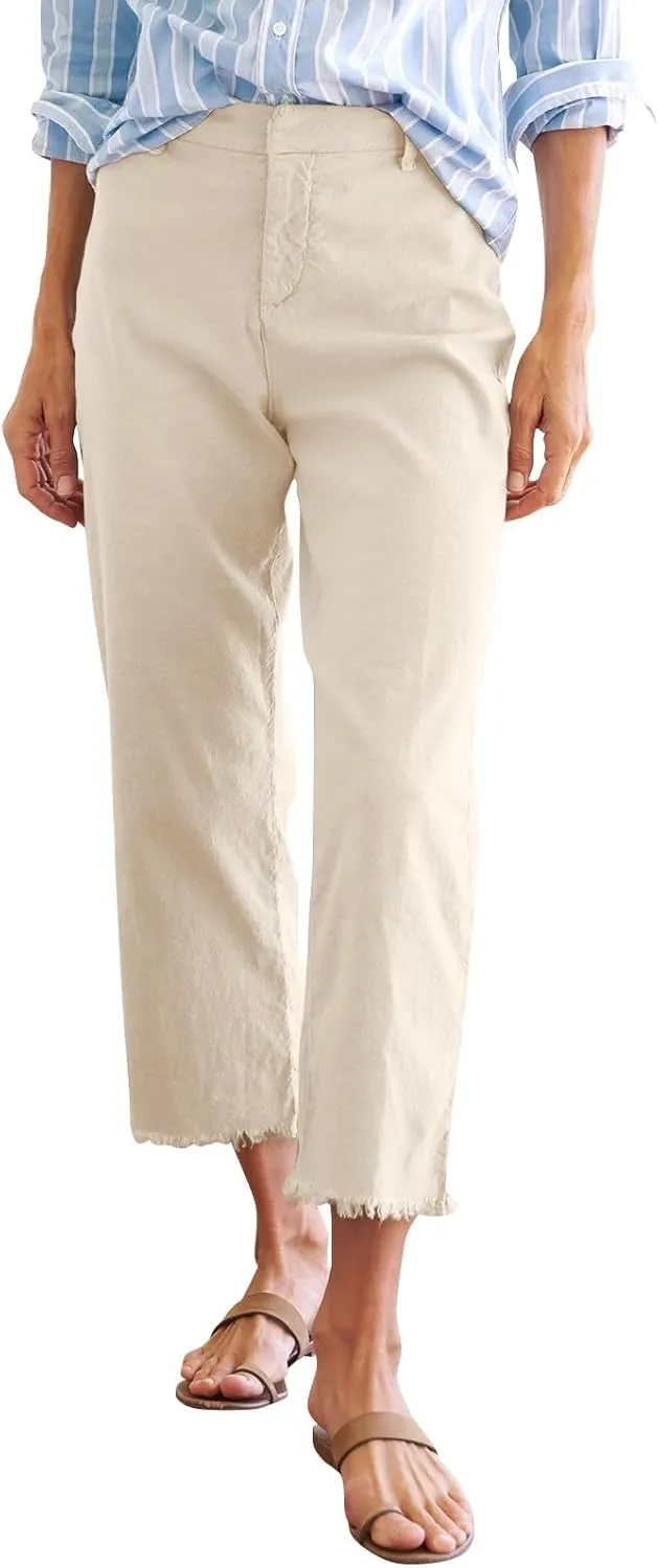 Women's Pants, Straight Leg Casual Pants Peasant Linen Breathable Stripe 2025 Palazzo