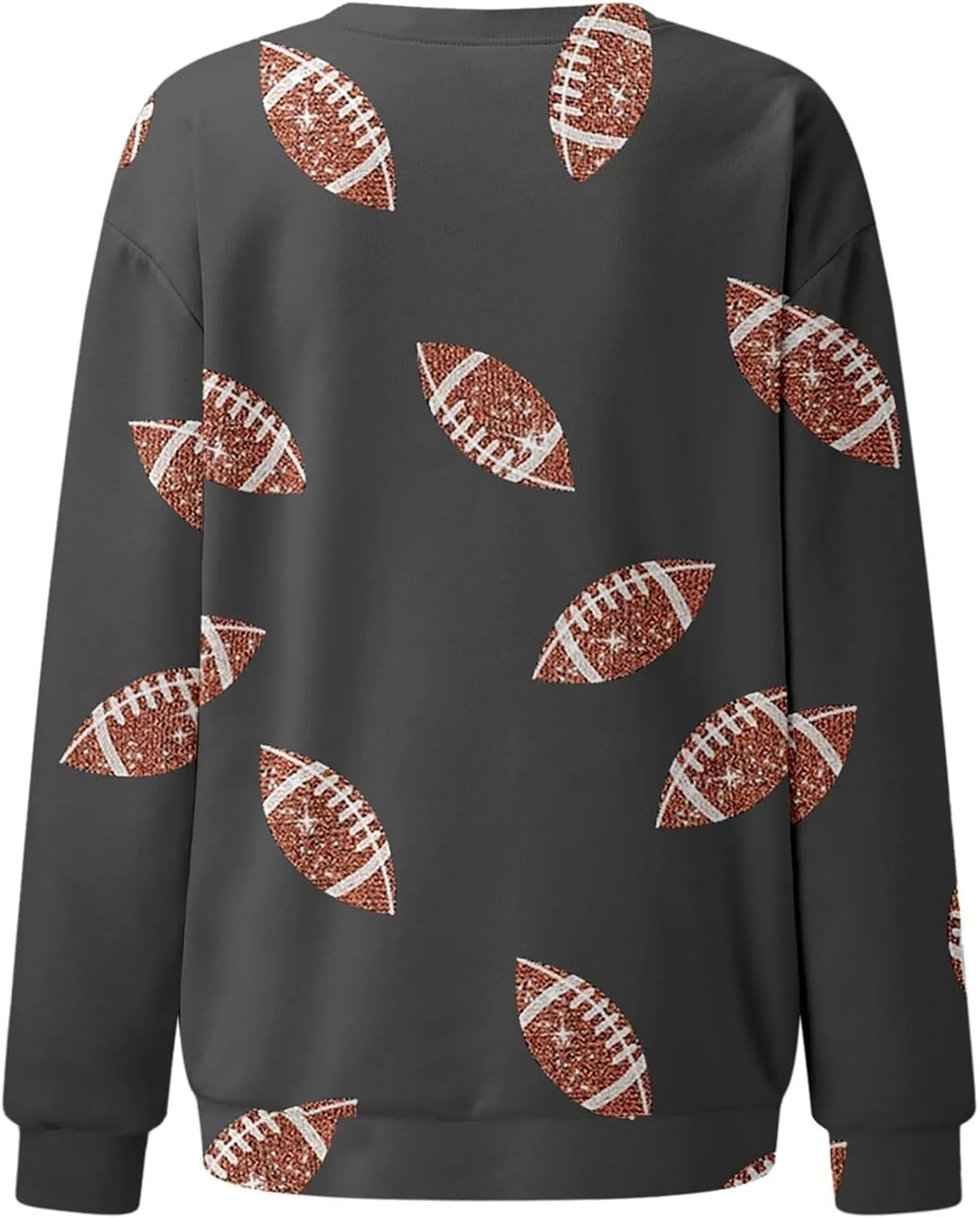 Womens Rugby Print Sweatshirt Casual Loose Crewneck Long Sleeve Drop Shoulder Pullovers Regular Fit Loose Active Tops
