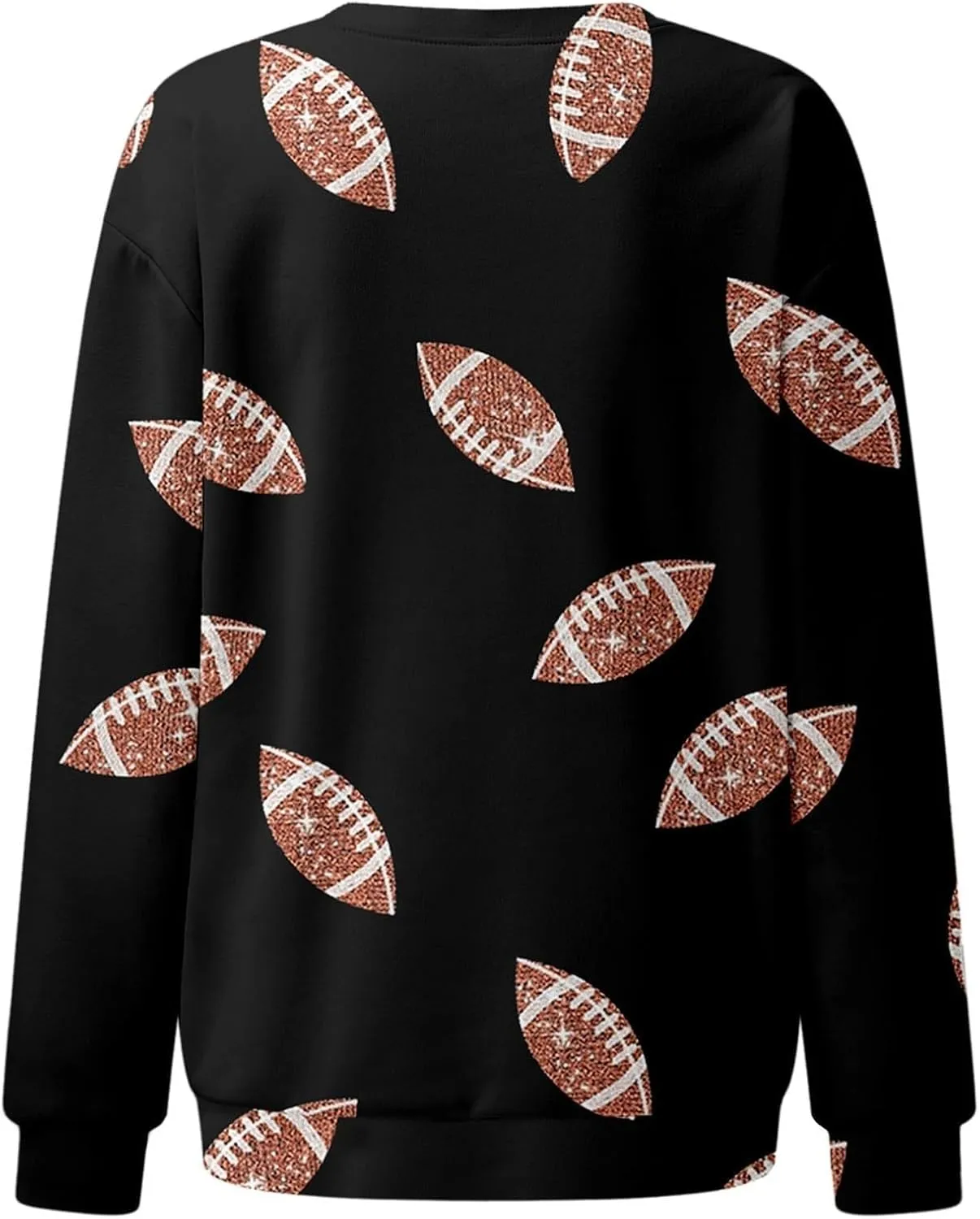 Womens Rugby Print Sweatshirt Casual Loose Crewneck Long Sleeve Drop Shoulder Pullovers Regular Fit Loose Active Tops
