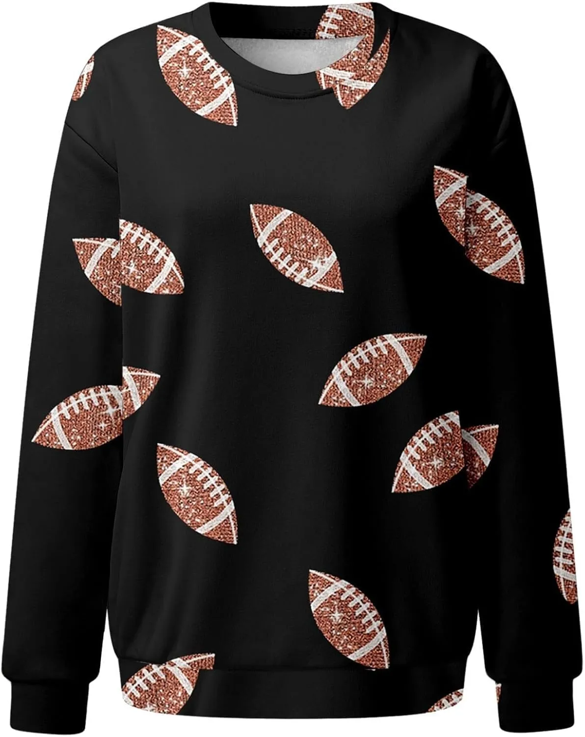 Womens Rugby Print Sweatshirt Casual Loose Crewneck Long Sleeve Drop Shoulder Pullovers Regular Fit Loose Active Tops