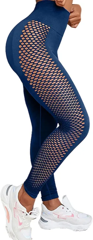 Women's Side Hollow Yoga Pants Elastic High Waist Stretch Breathable Leggings Trousers Workout Lattice Athletic Pants