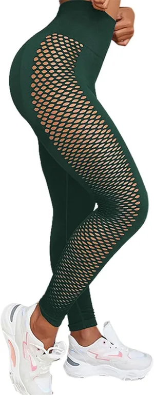 Women's Side Hollow Yoga Pants Elastic High Waist Stretch Breathable Leggings Trousers Workout Lattice Athletic Pants