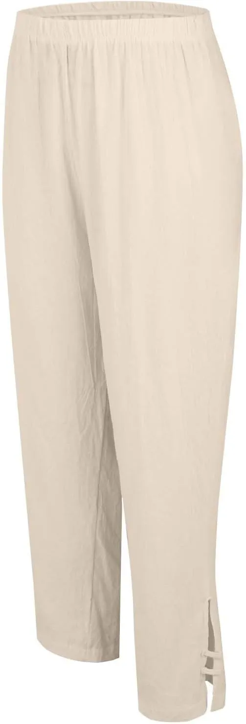 Women's Solid Cotton Linen Straight Pants High Waist Lounge Trouser Breathable Comfy Trousers for Casual Summer School
