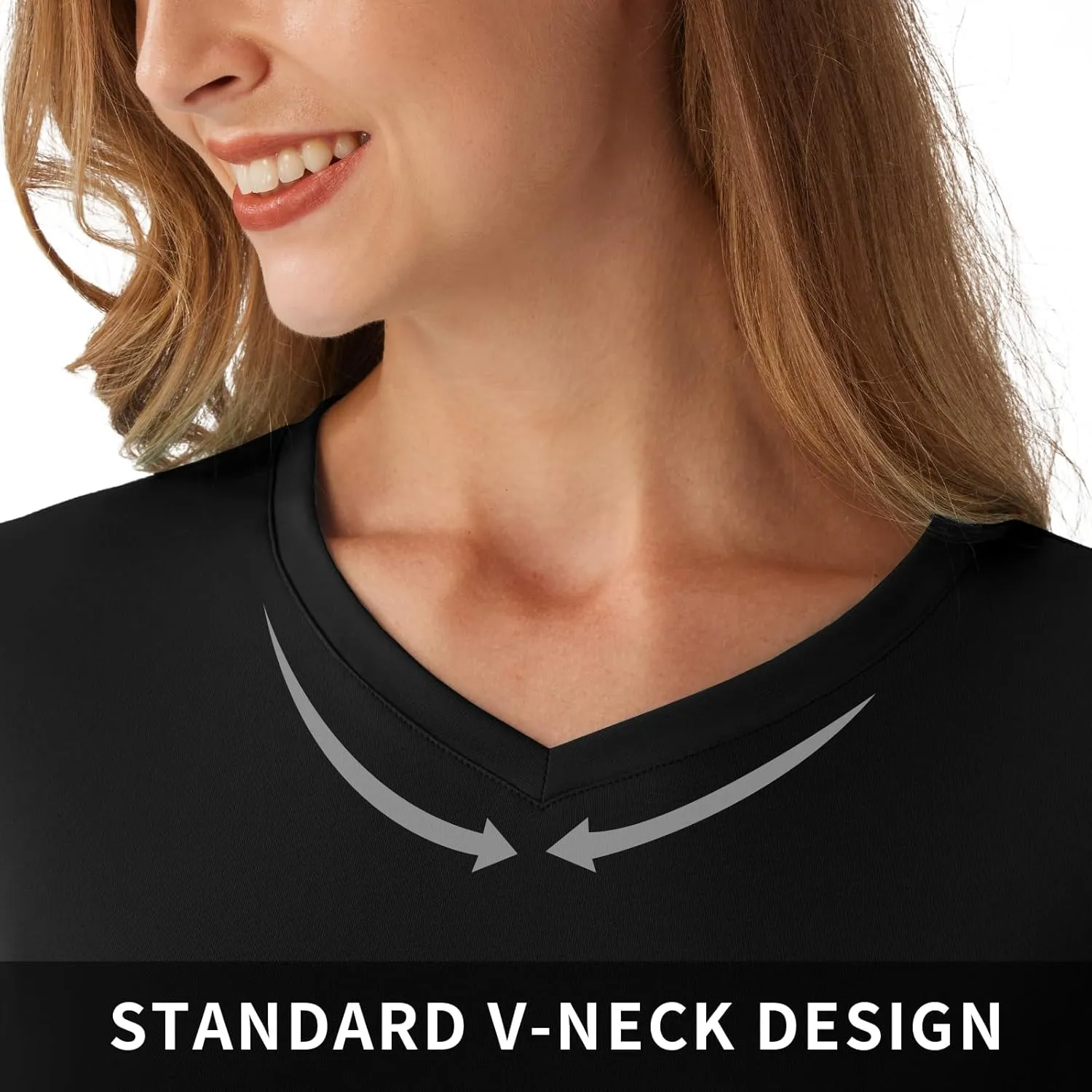 Women's Standard V-Neck UPF 50  Long Sleeve Swim Rash Guard Shirt