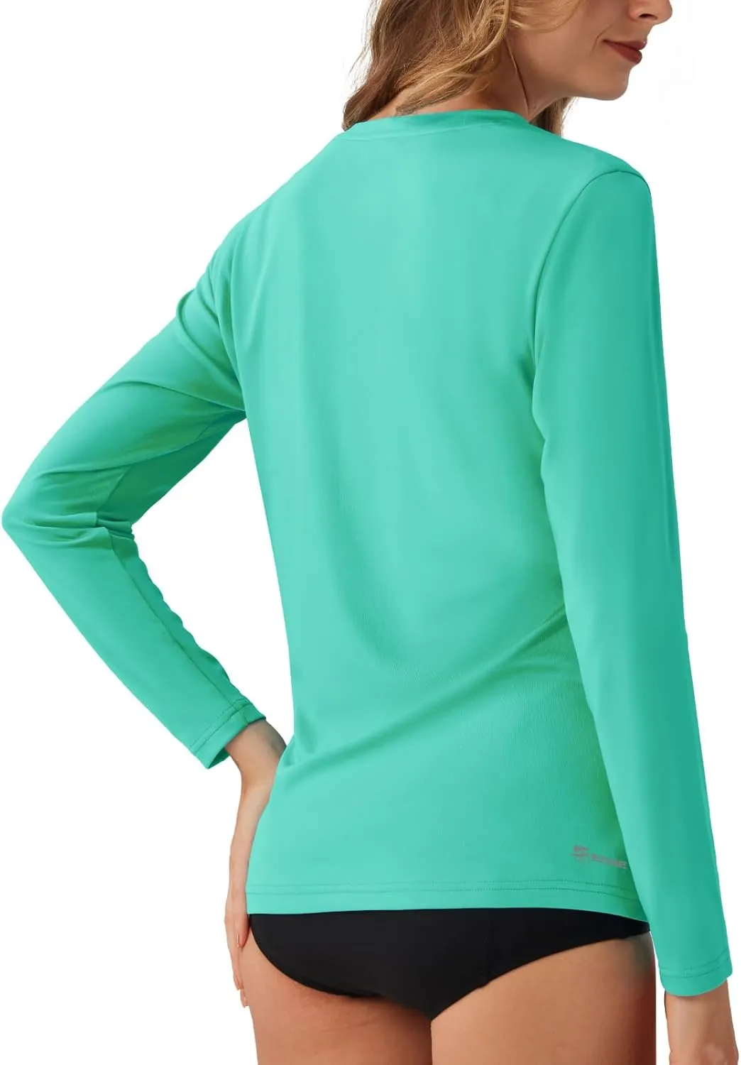 Women's Standard V-Neck UPF 50  Long Sleeve Swim Rash Guard Shirt