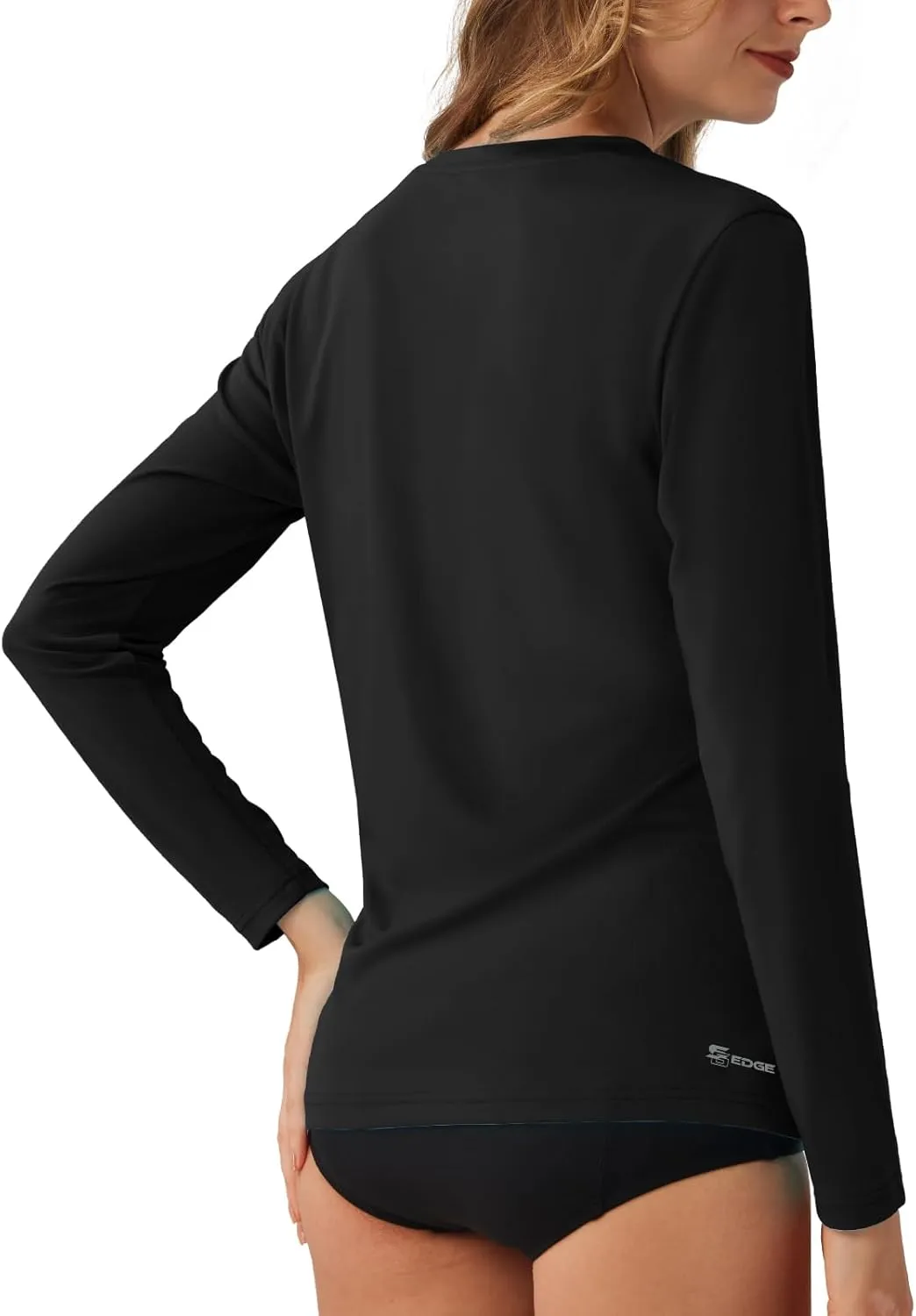 Women's Standard V-Neck UPF 50  Long Sleeve Swim Rash Guard Shirt