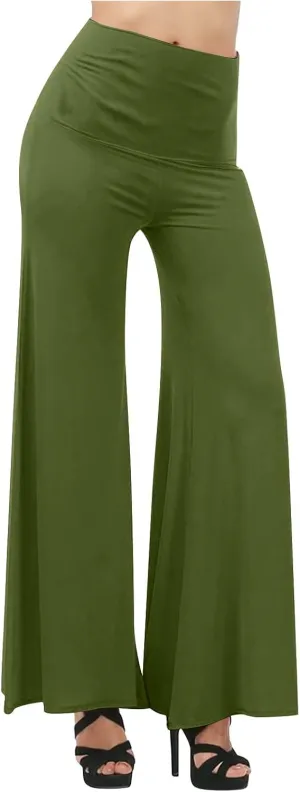 Women's Stretchy Wide Leg Lounge Pants Casual Workout Comfy High Waist Flare Pants Solid Breathable Yoga Trousers