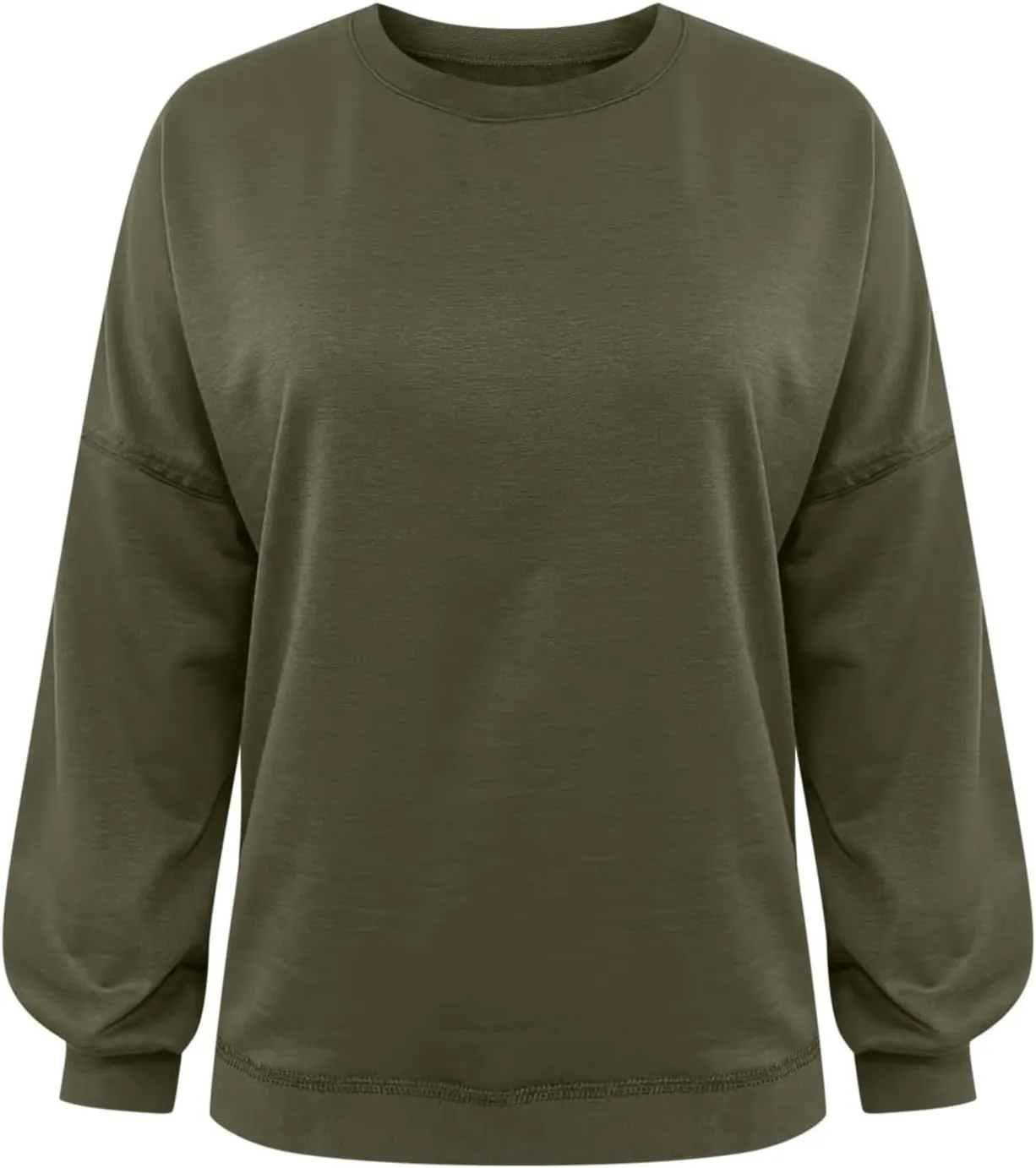Womens Tops Long Puff Sleeve Sweatshirt Crop Solid Color Pullover Tops Dressy Casual Daily Cute Shirts for Women