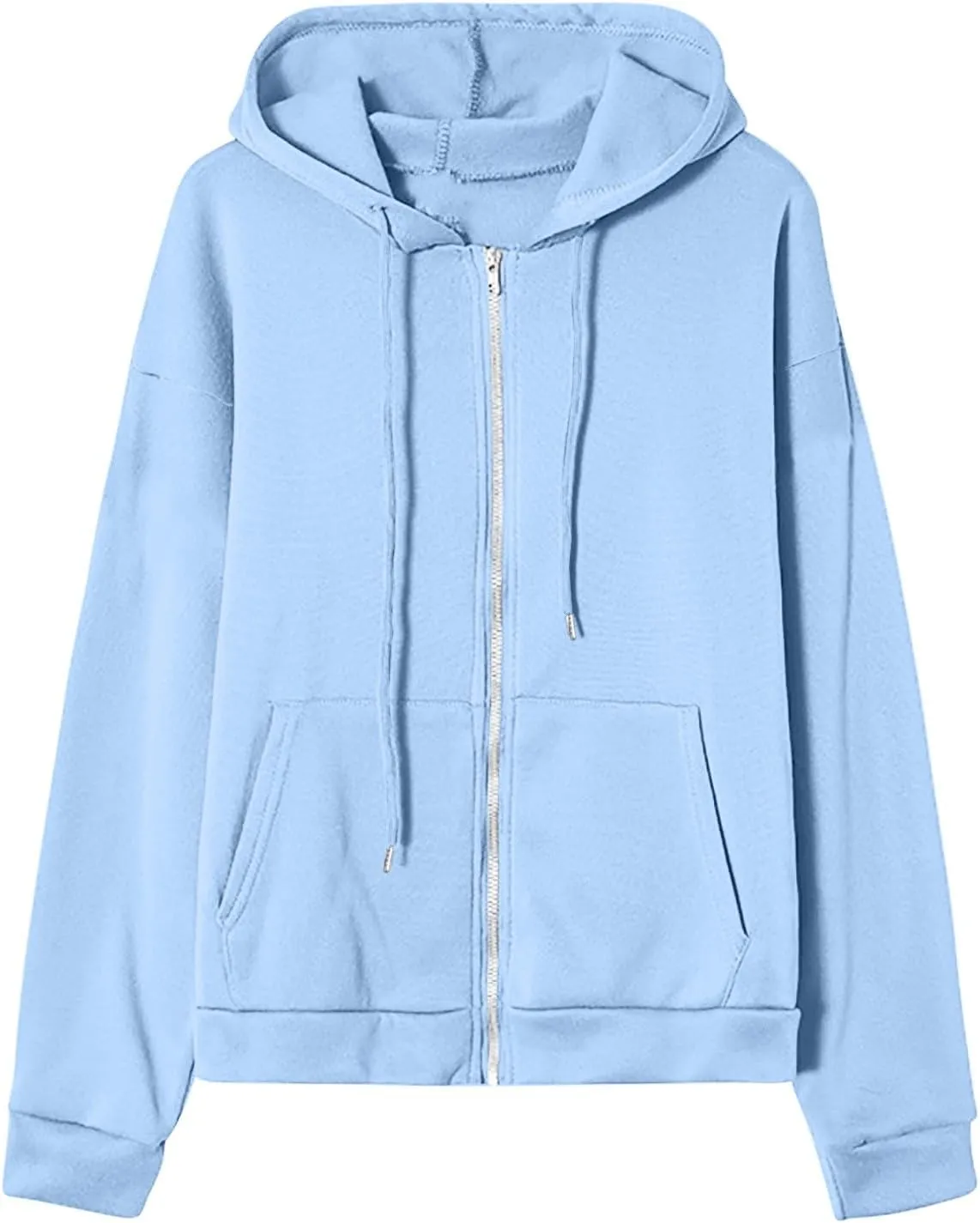Women's Zip Up Hoodies Casual Fall Fashion Oversized Sweatshirts Y2K Teen Girl Cute Long Sleeve Jackets with Pockets
