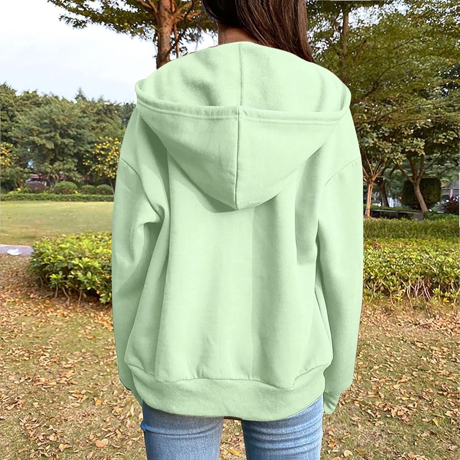 Women's Zip Up Hoodies Casual Fall Fashion Oversized Sweatshirts Y2K Teen Girl Cute Long Sleeve Jackets with Pockets