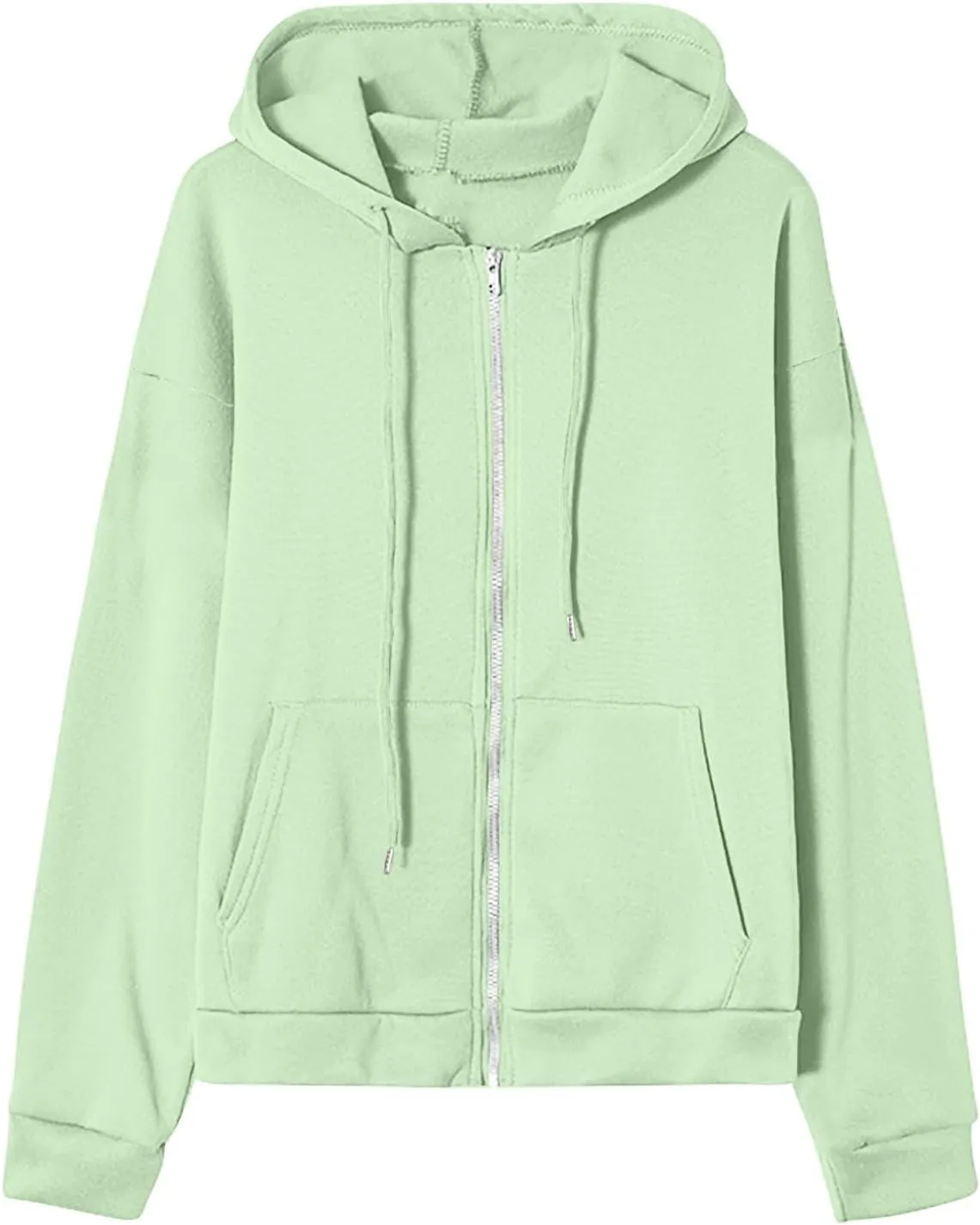 Women's Zip Up Hoodies Casual Fall Fashion Oversized Sweatshirts Y2K Teen Girl Cute Long Sleeve Jackets with Pockets