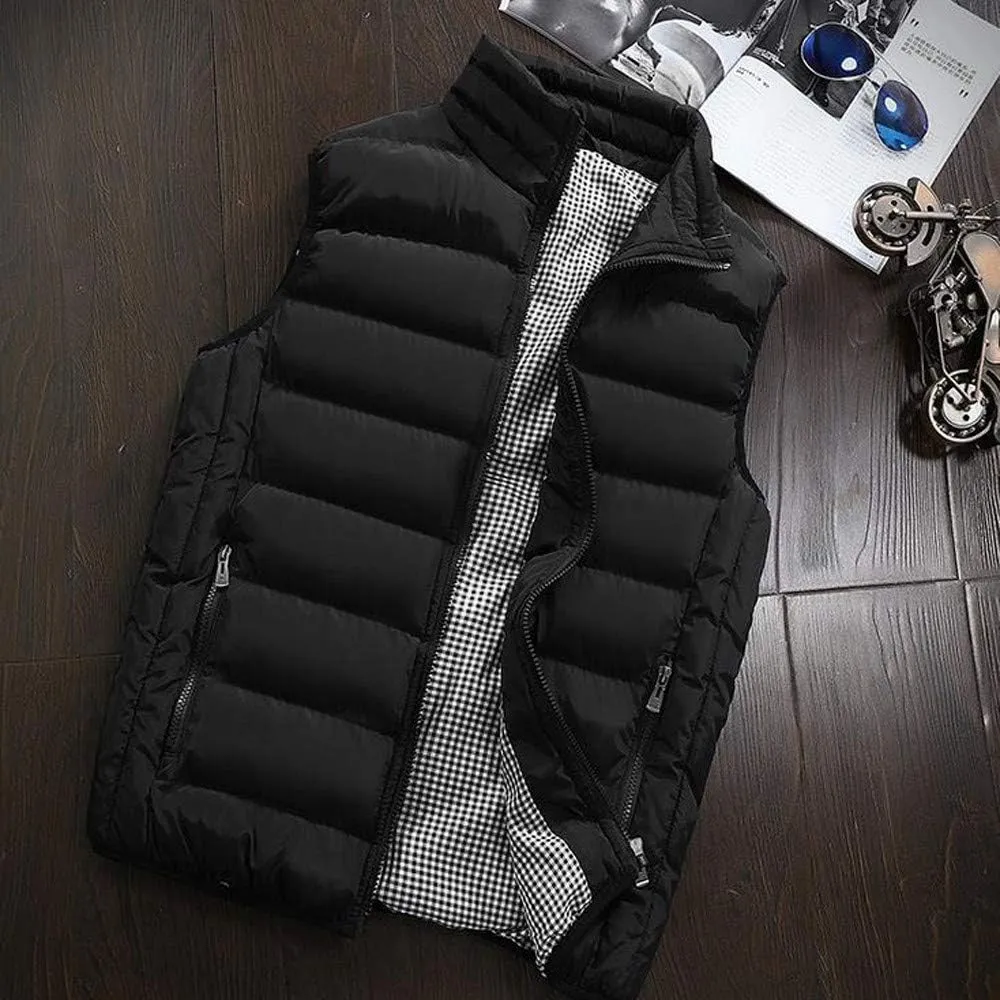 Ymosrh Mens Jacket Men Autumn Winter Coat Padded Cotton Vest Warm Hooded Thick Vest Tops Jacket Jackets