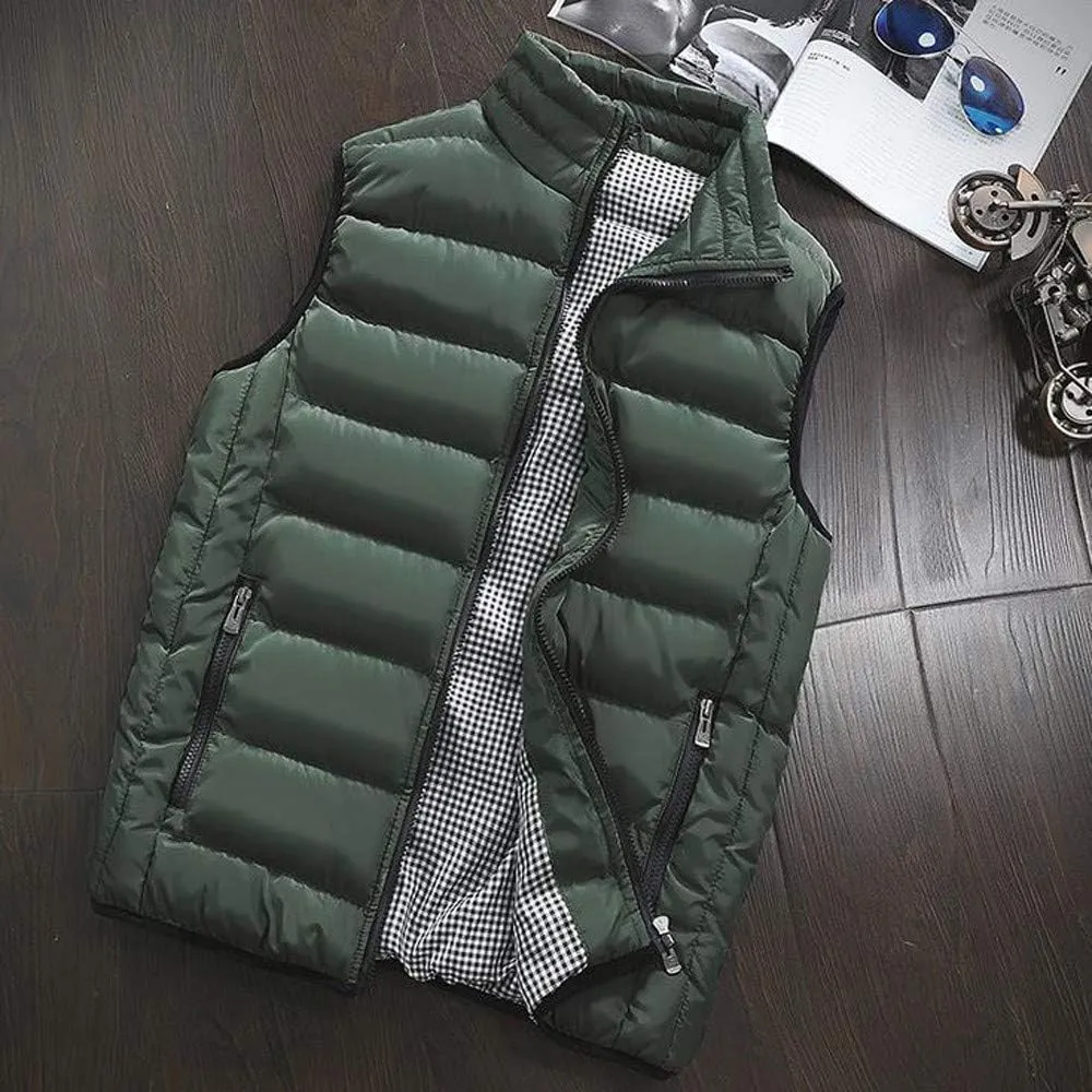 Ymosrh Mens Jacket Men Autumn Winter Coat Padded Cotton Vest Warm Hooded Thick Vest Tops Jacket Jackets