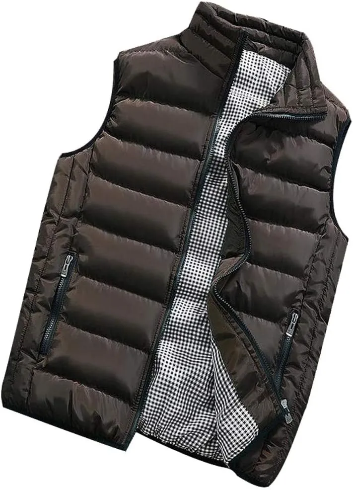 Ymosrh Mens Jacket Men Autumn Winter Coat Padded Cotton Vest Warm Hooded Thick Vest Tops Jacket Jackets
