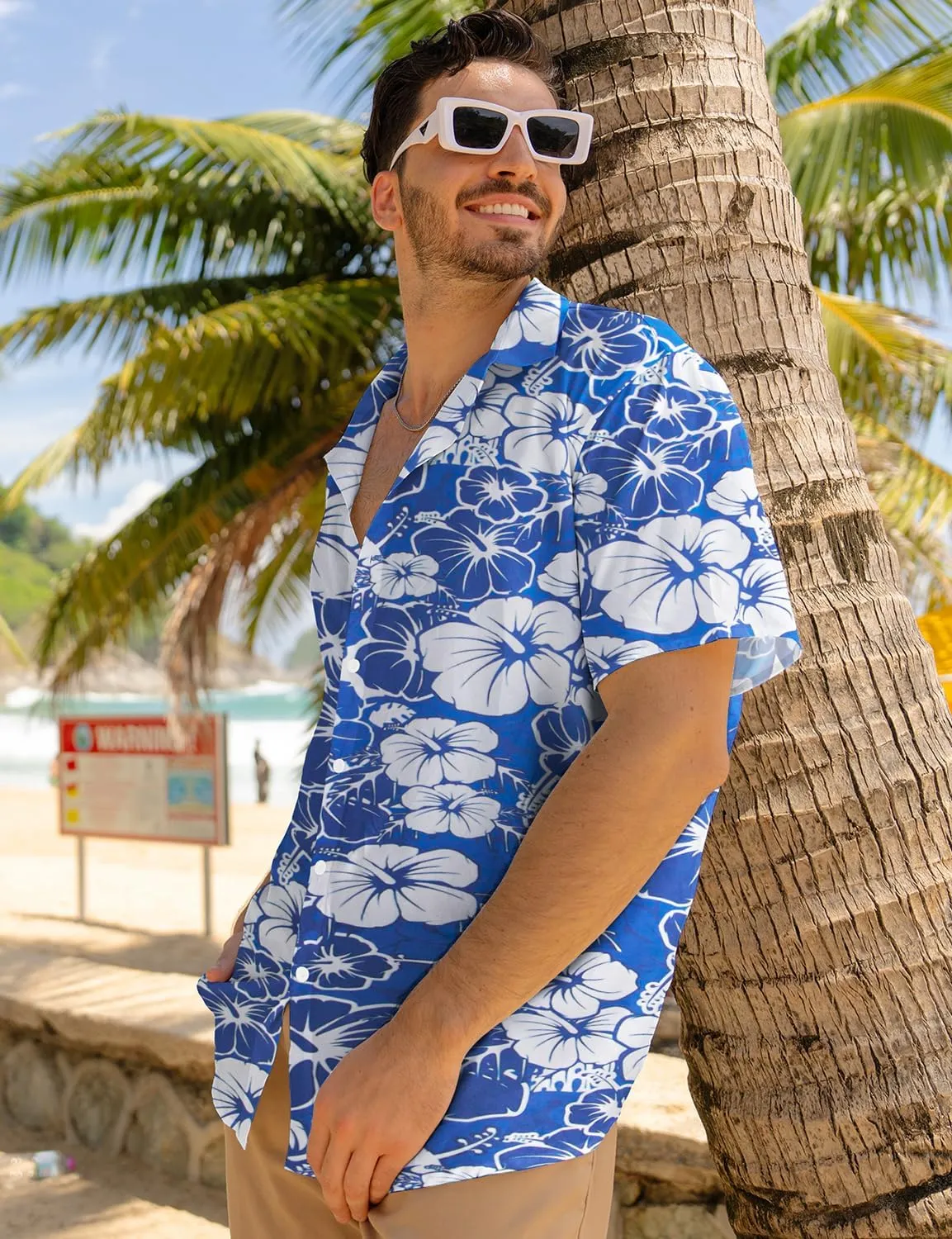 Yoimira Mens Hawaiian Shirts Short Sleeve,Print Mens Casual Button Down Floral Summer Beach Shirt