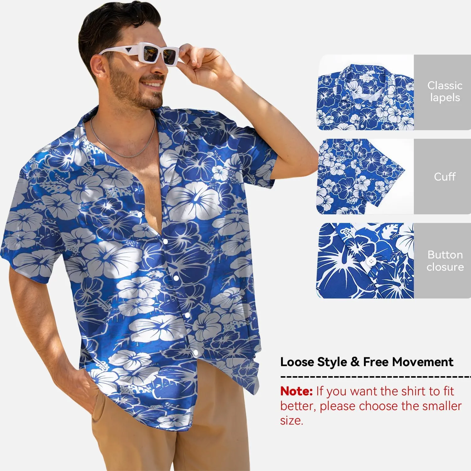 Yoimira Mens Hawaiian Shirts Short Sleeve,Print Mens Casual Button Down Floral Summer Beach Shirt