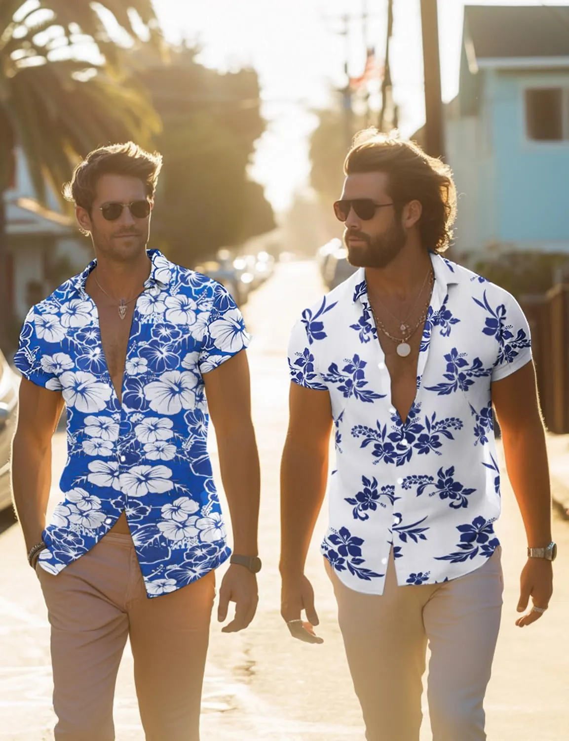 Yoimira Mens Hawaiian Shirts Short Sleeve,Print Mens Casual Button Down Floral Summer Beach Shirt