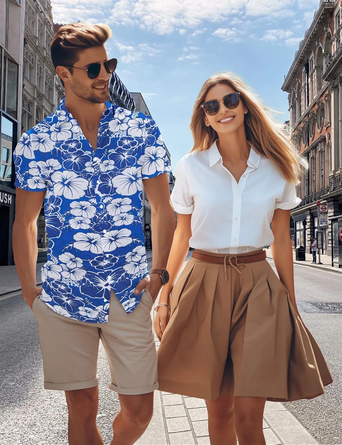 Yoimira Mens Hawaiian Shirts Short Sleeve,Print Mens Casual Button Down Floral Summer Beach Shirt
