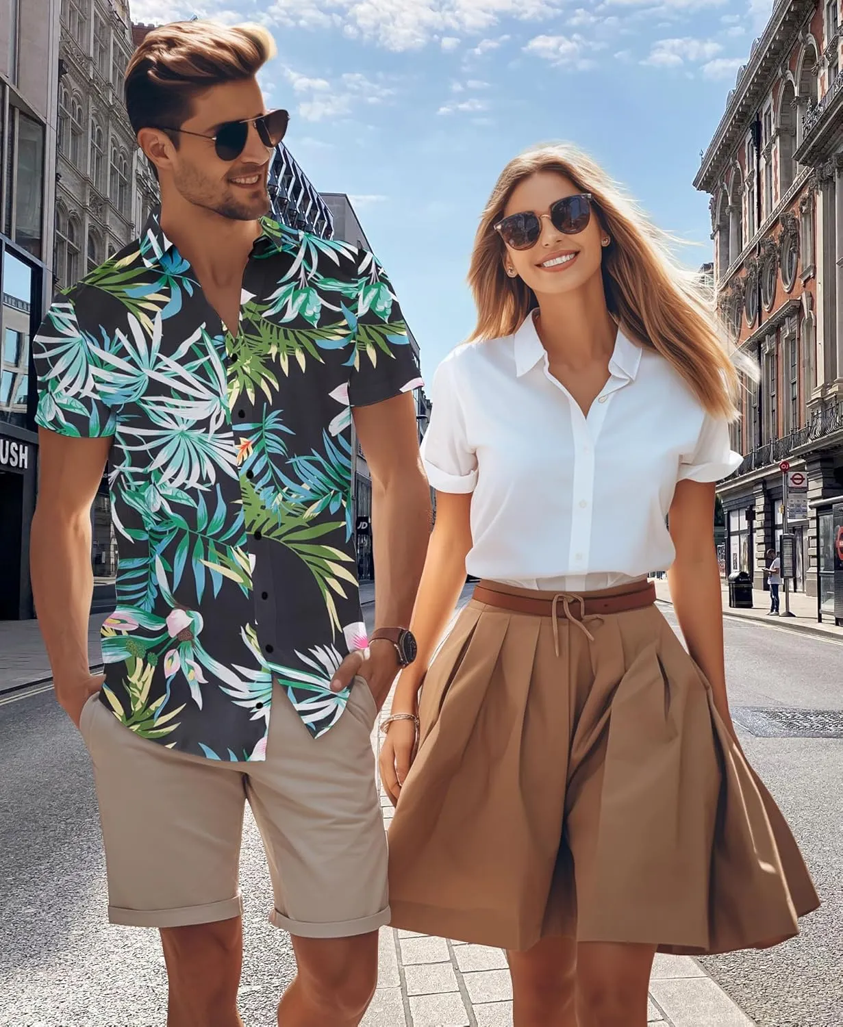 Yoimira Mens Hawaiian Shirts Short Sleeve,Print Mens Casual Button Down Floral Summer Beach Shirt