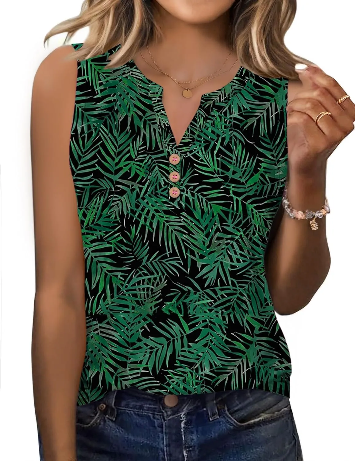 Zeagoo Womens Tank Tops 2025 Loose Button Down V Neck Flowy Summer Tops Basic Trendy Beach Vacation Outfits