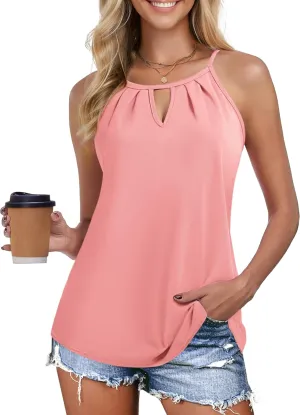 Zeagoo Womens Tank Tops Sleeveless Spaghetti Strap Halter Top Flowy Summer Beach Outfits 2025