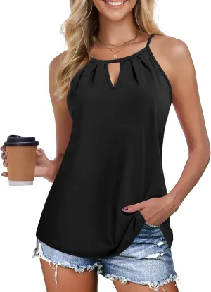 Zeagoo Womens Tank Tops Sleeveless Spaghetti Strap Halter Top Flowy Summer Beach Outfits 2025