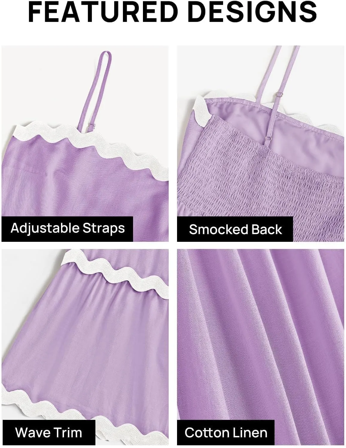 ZESICA Women's 2025 Summer Spaghetti Straps Sleeveless Backless Sundress Flowy Smocked Lace Swing A Line Midi Dress