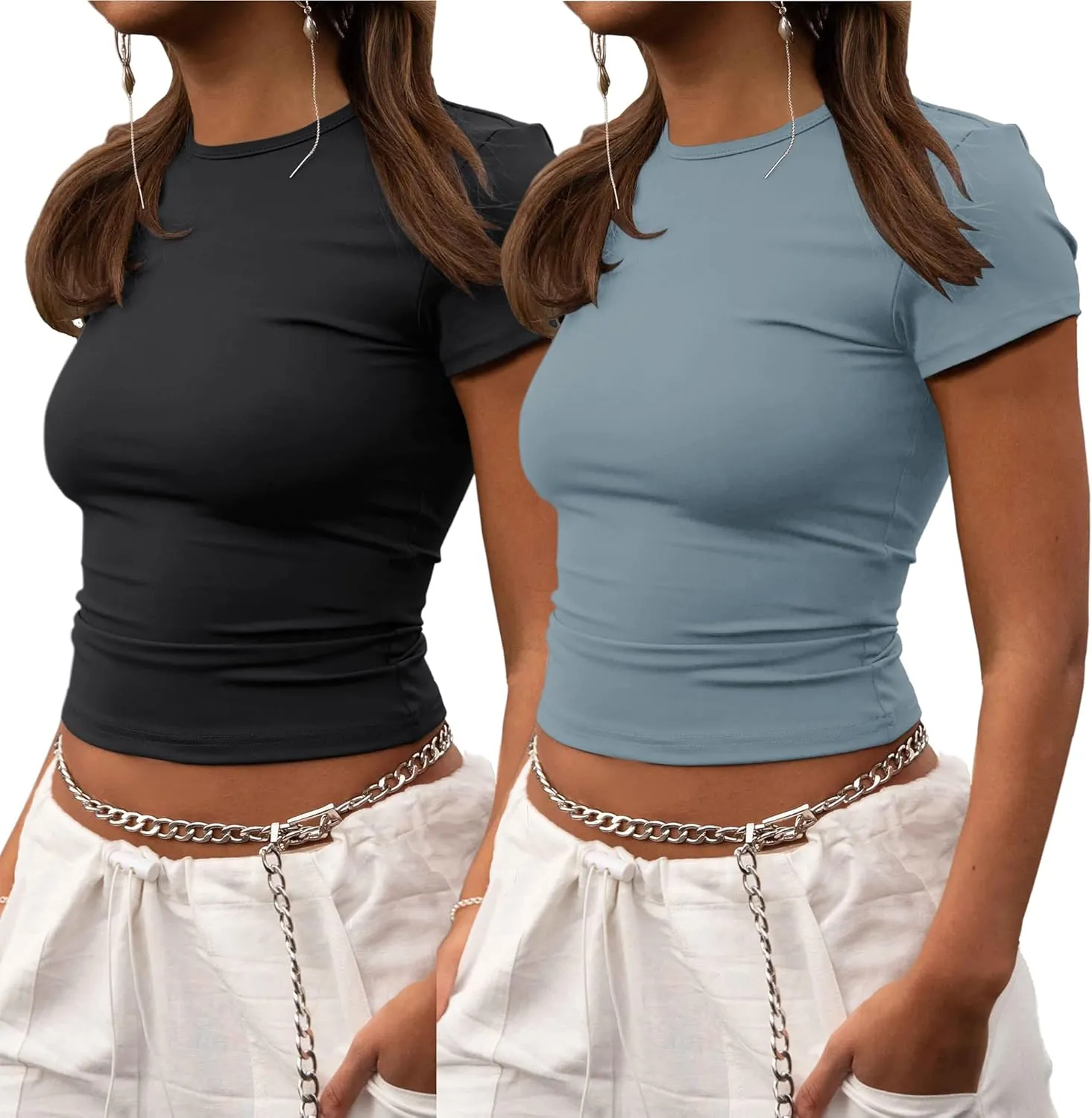 ZHENWEI Crop Workout Tops for Women Pack Summer Short Sleeve Gym Athletic Compression Shirts Cute Tight Basic Tops Tee
