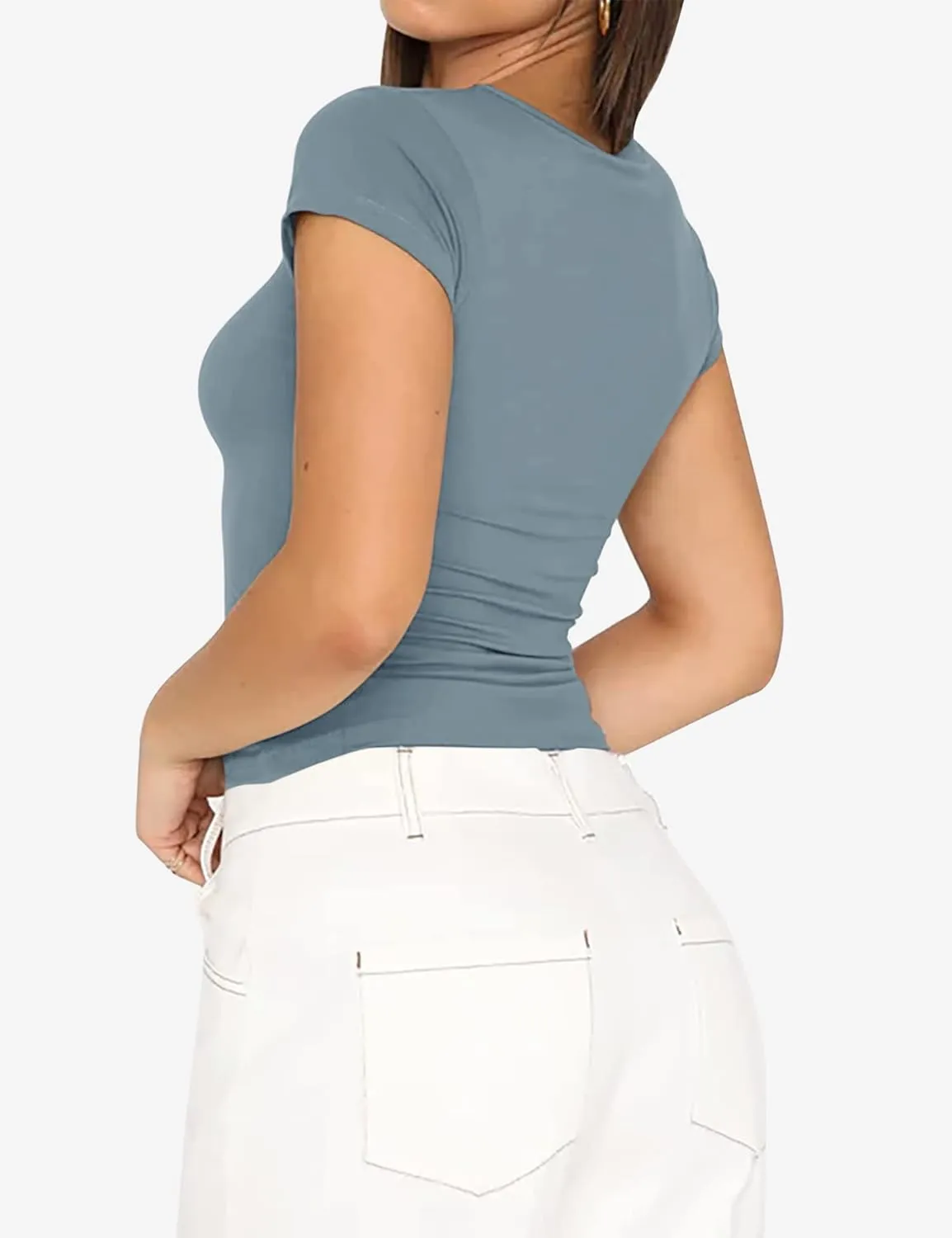 ZHENWEI Crop Workout Tops for Women Pack Summer Short Sleeve Gym Athletic Compression Shirts Cute Tight Basic Tops Tee