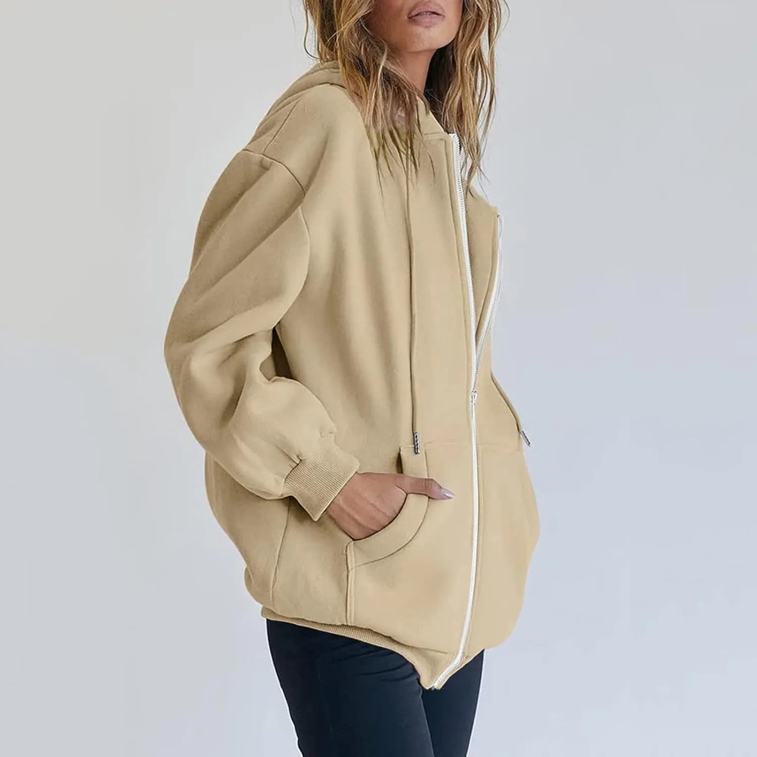Zip Up Hoodies for Women Oversized Long Sleeve Sweatshirts Casual Y2K Fashion Jackets with Pockets 2024 Fall